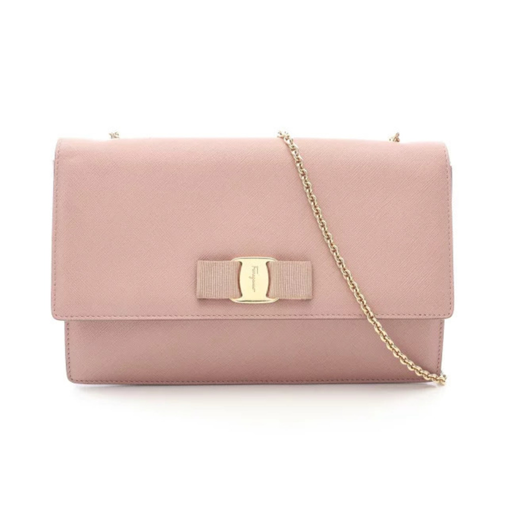 Salvatore Ferragamo Vara Ribbon Shoulder Bag Leather Pink